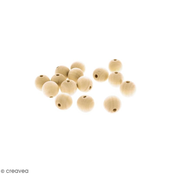 Perles rondes en bois - 20 mm - 15 pcs - Photo n°1