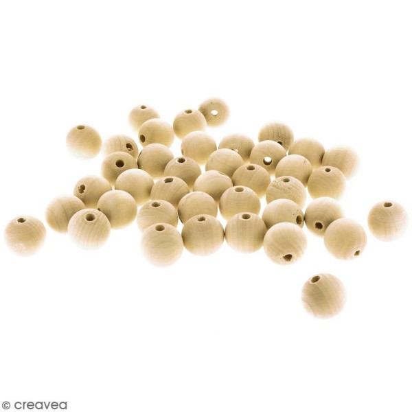 Perles rondes en bois - 20 mm - 40 pcs - Photo n°1