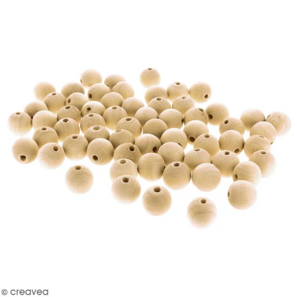 Perles rondes en bois - 20 mm - environ 80 pcs - Photo n°1