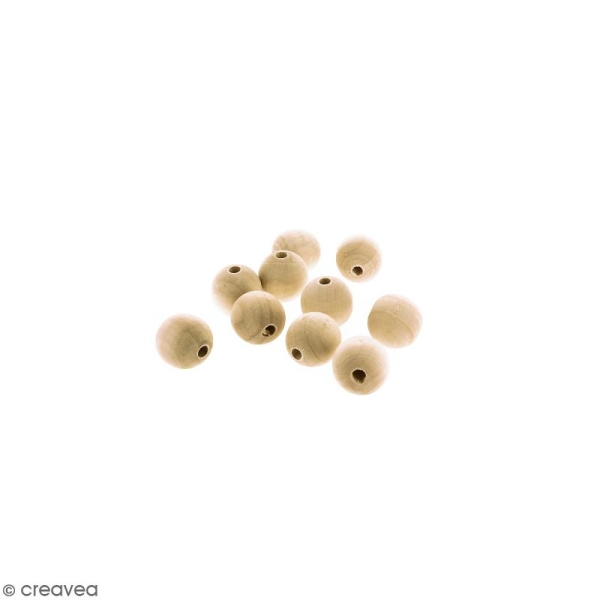Perles rondes en bois - 25 mm - 10 pcs - Photo n°1