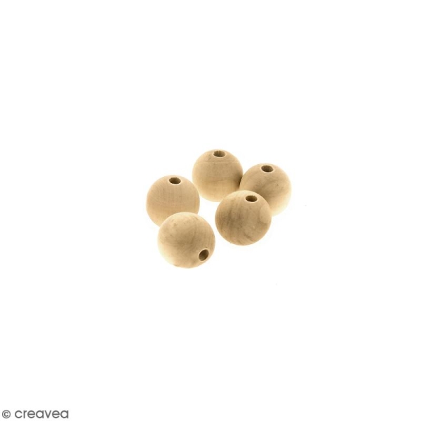 Perles rondes en bois - 30 mm - 5 pcs - Photo n°1