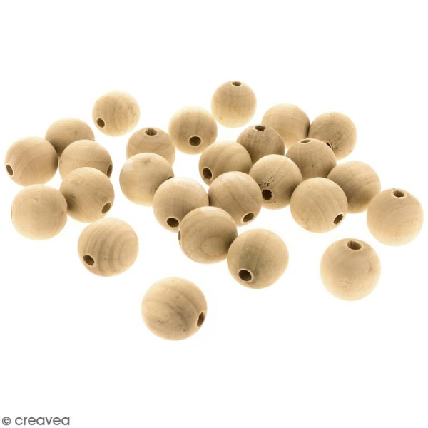 Perles en bois - 30 mm - 30 pcs - Photo n°1