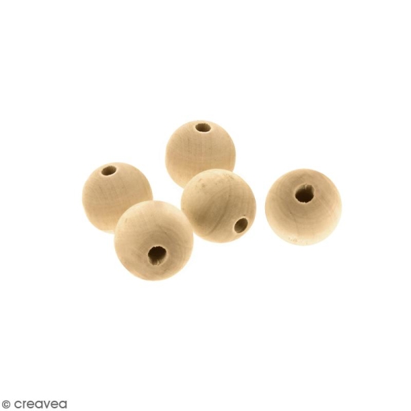 Perles rondes en bois - 35 mm - 5 pcs - Photo n°1