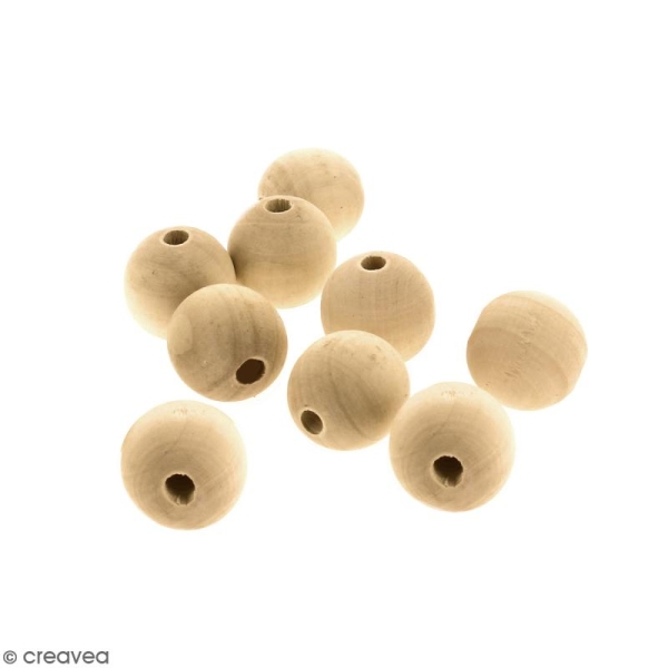 Perles rondes en bois - 35 mm - 15 pcs - Photo n°1