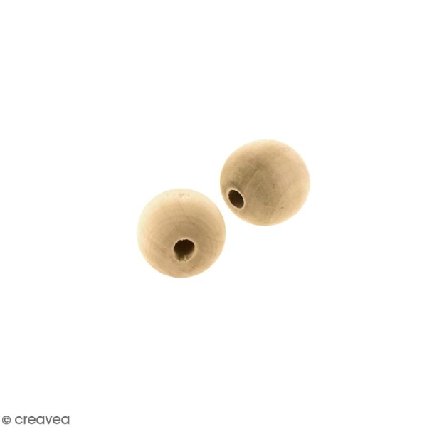 Perles rondes en bois - 40 mm - 2 pcs - Photo n°1