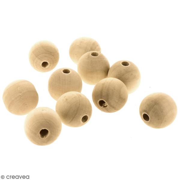 Perles rondes en bois - 40 mm - 10 pcs - Photo n°1