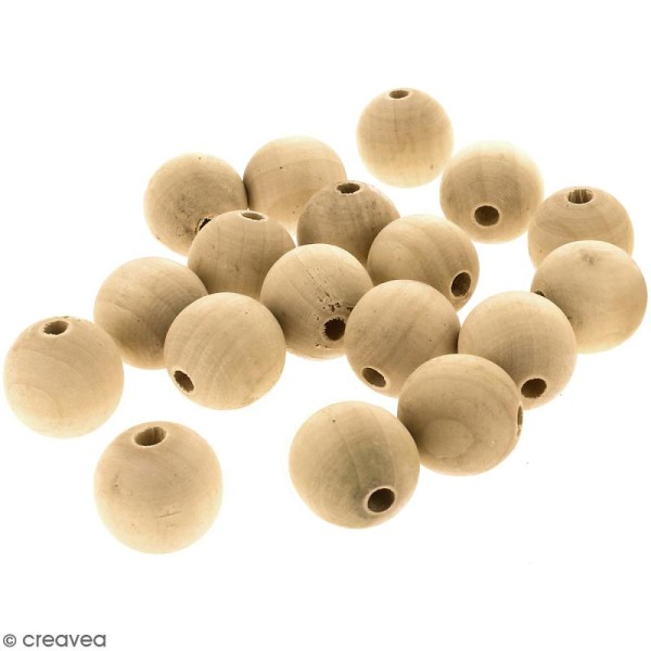 Perles rondes en bois - 40 mm - 20 pcs - Photo n°1