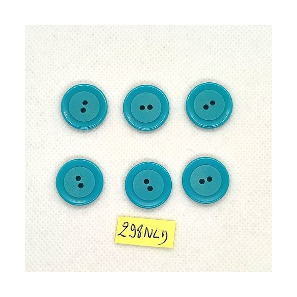 6 Boutons en résine bleu / vert - 18mm - 298NLD - Photo n°1