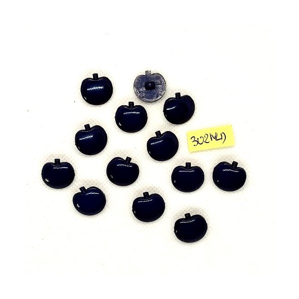 13 Boutons en résine bleu foncé - pomme - 15x15mm - 302NLD - Photo n°1