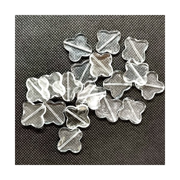 19 Perles en verre transparent - fleur - 18x18mm - Photo n°1