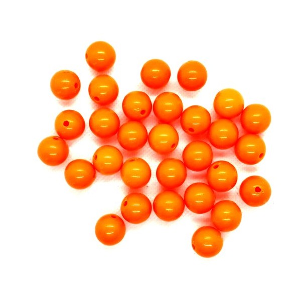 30 Perles en résine orange - 13mm - Photo n°1
