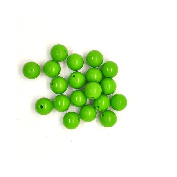 19 Perles en résine vert - 13mm - Photo n°1