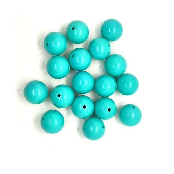 17 Perles en résine bleu / vert - 19mm - Photo n°1