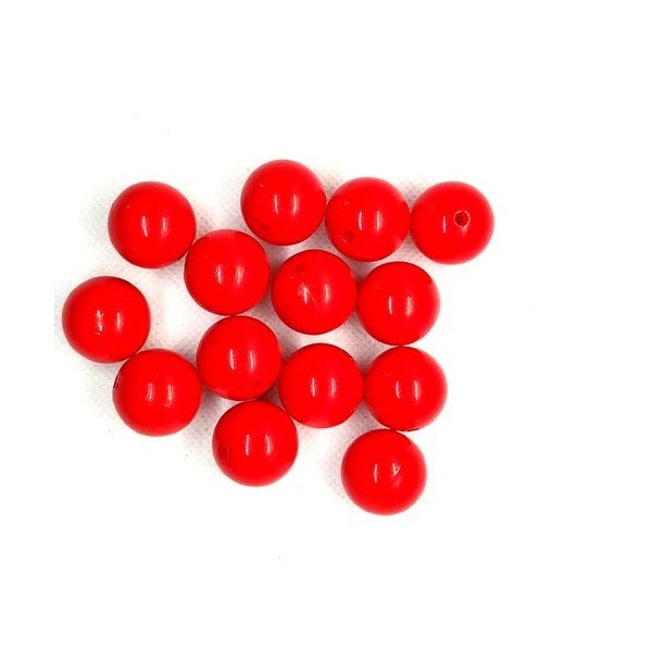 14 Perles en résine rouge - 19mm - Photo n°1