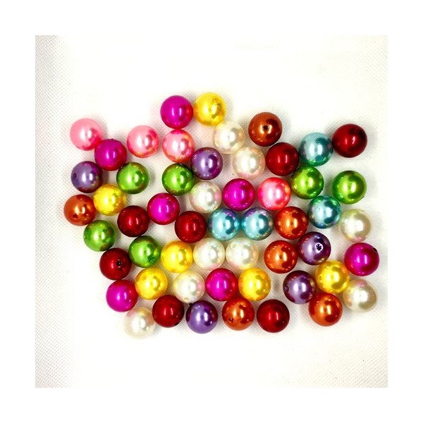 54 Perles en résine multicolore - 17mm - Photo n°1