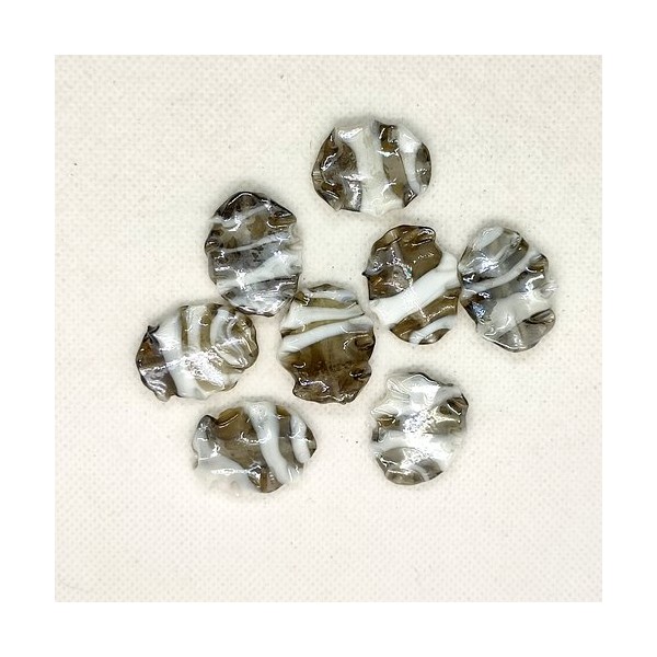 8 Perles en verre gris et blanc - 22x26mm - Photo n°1