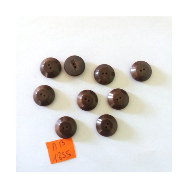 9 boutons en résine marron - 15mm - AB1855 - Photo n°1
