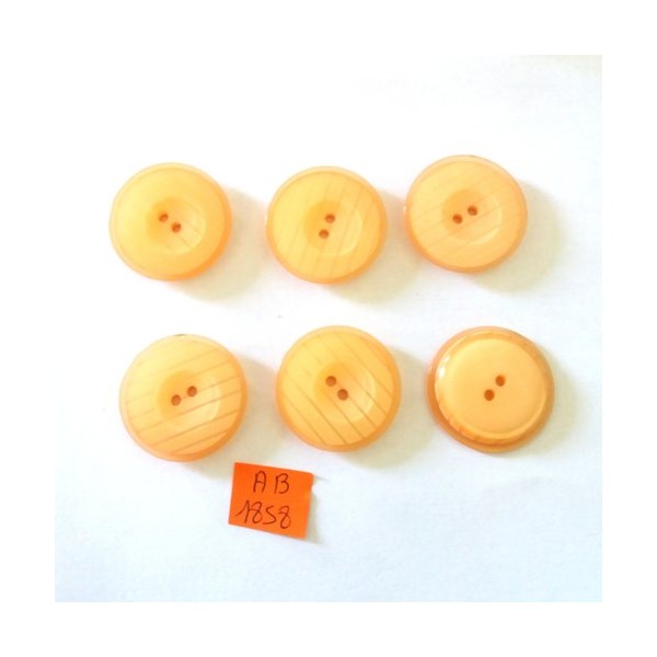 6 boutons en résine orange clair - 28mm - AB1858 - Photo n°1