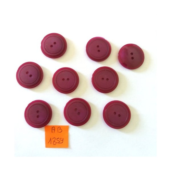 9 boutons en résine violet - 21mm - AB1859 - Photo n°1