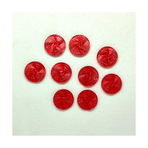9 Boutons en résine rouge - 22mm - Photo n°1