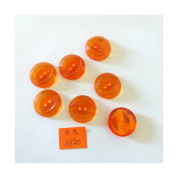 7 Boutons en résine orange transparent - 23mm - AB1870 - Photo n°1