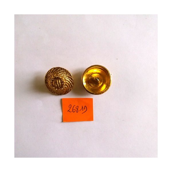 2 Boutons en métal doré - vintage - 24mm - 2681D - Photo n°1