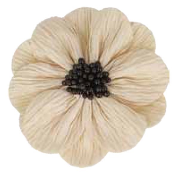 Fleur coquelicot beige sur broche 8cm - Photo n°1