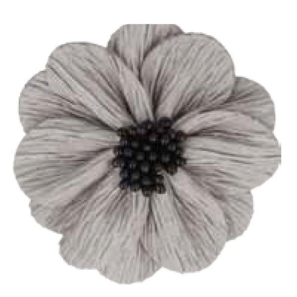Fleur coquelicot gris clair sur broche 8cm - Photo n°1