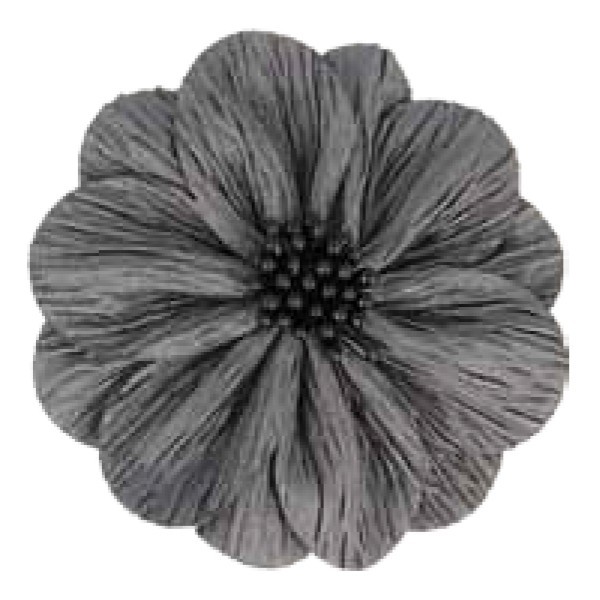 Fleur coquelicot gris foncé sur broche 8cm - Photo n°1