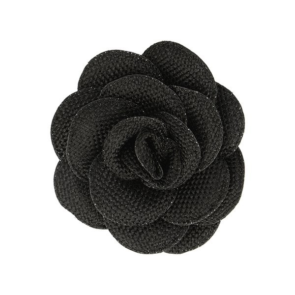 Fleur tissée noir 7cm - Photo n°1