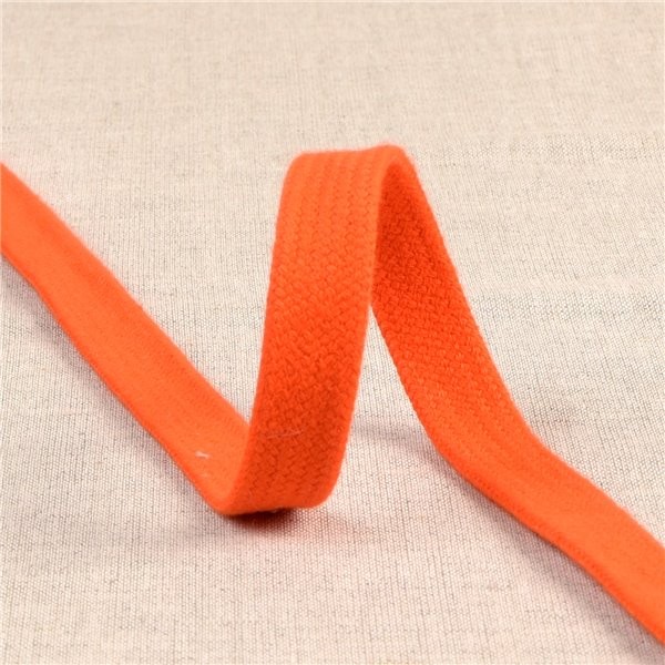 Tresse tubulaire plate au mètre 100 % coton 15mm orange bengale - Photo n°1