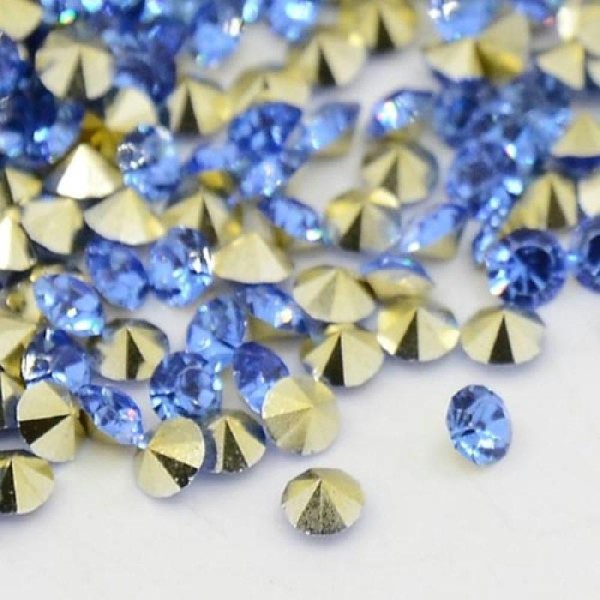 Lot de 30 perles strass bleu - Photo n°1