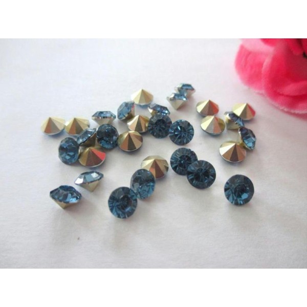 Lot de 30 perles strass bleu - Photo n°1