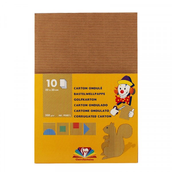 10 feuilles de carton ondulé - Marron - Brun - A4 - Loisirs créatifs - Clairefontaine - Photo n°1