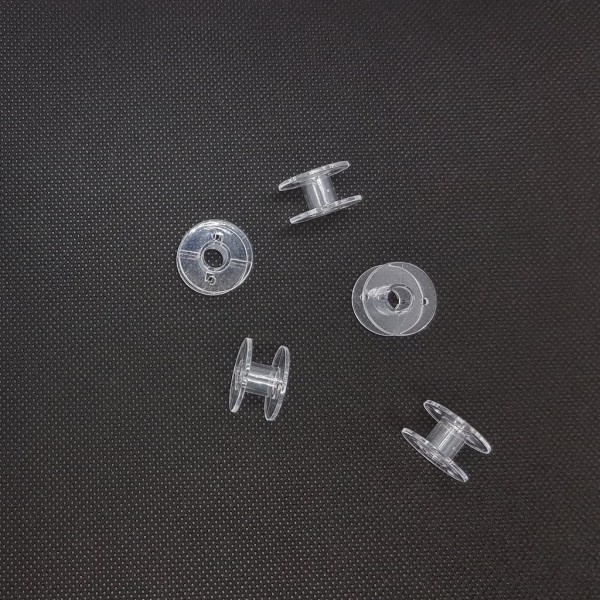 5 Bobines Canette Plastique Transparentes 20x11 Axe 6,3 mm pour Machine à coudre CAN1 - Photo n°1