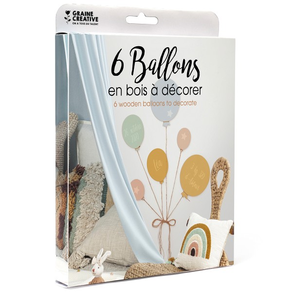 Kit décoration - Ballons en bois - 6 pcs - Photo n°1