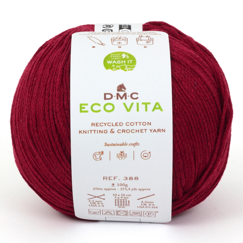 Fil coton recyclé DMC Eco Vita - 055 - Rouge - 100 g