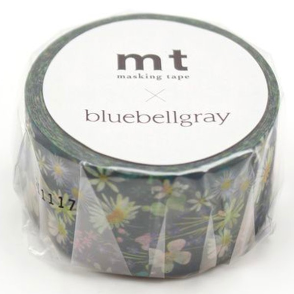 Masking Tape - BlueBellGray - Fleurs sur Fond Vert - 24 mm - 7 m - Photo n°3
