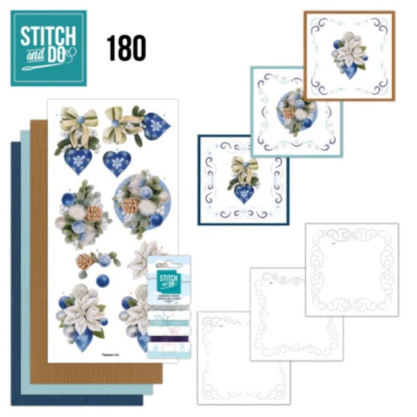 Stitch and do 180 - kit Carte 3D broderie - Fleurs de Noël bleues - Photo n°1