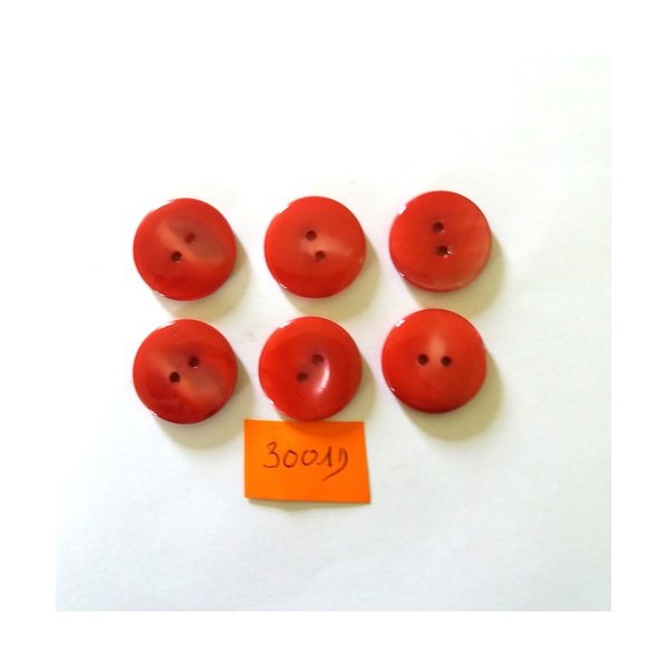 6 Boutons en nacre rouge - vintage - 22mm - 3001D - Photo n°1
