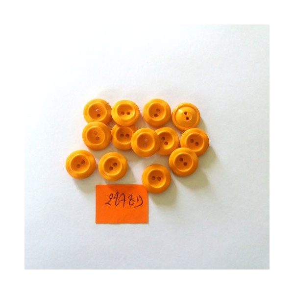 13 Boutons en résine orange - vintage - 13mm - 2878D - Photo n°1