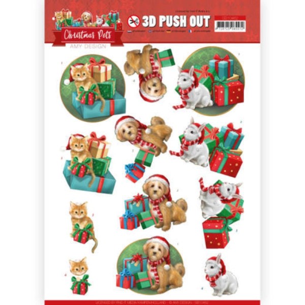 Carte 3D prédéc. - SB10462 - Christmas Pets - Chats et chiens et Cadeaux - Photo n°1