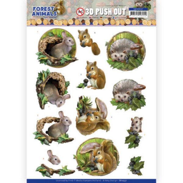 Carte 3D prédéc. - SB10537 - Forest animals - Lapin écureuil et hérisson - Photo n°1