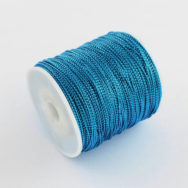 Lot de 5 m de fil métallique tressé bleu - Photo n°1