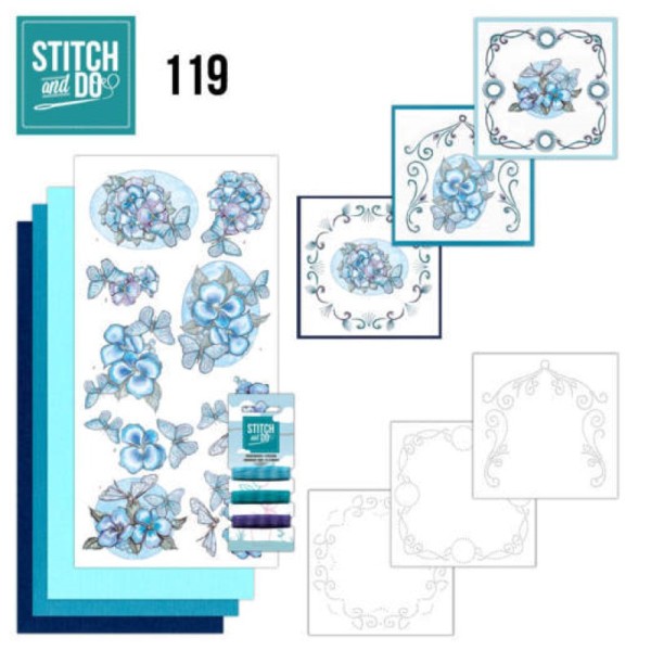 Stitch and do 119 - kit Carte 3D broderie - Papillons bleus - Photo n°1