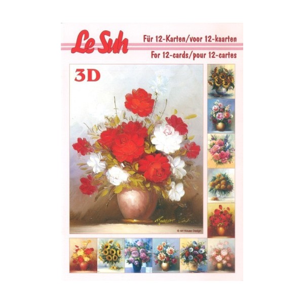 Carte 3D livret A5 à découper - 12 cartes - bouquets fleurs - Photo n°1