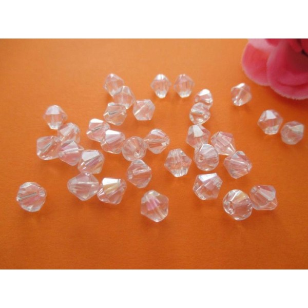Lot de 50 perles toupie 6 mm cristal AB - Photo n°1