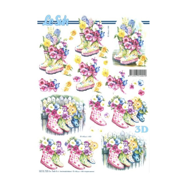 Carte 3D à découper - bottines fleuries - 8215725 - Photo n°1