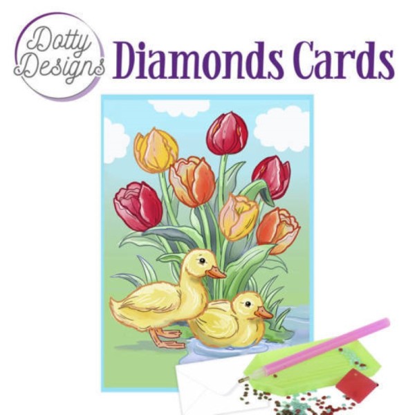 Carte Broderie Diamant - Canards et tulipes - DDDC1022 - Photo n°1