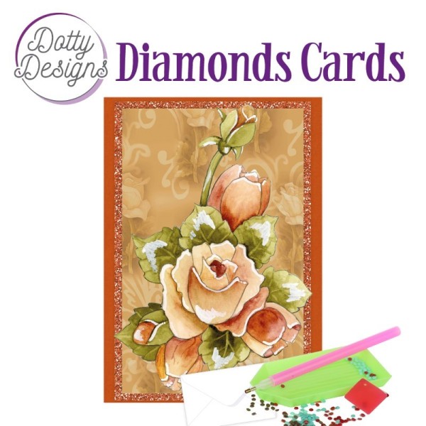 Carte Broderie Diamant - Roses orange - DDDC1102 - Photo n°1